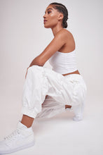 Load image into Gallery viewer, White Toggle Detail Cuffed Joggers