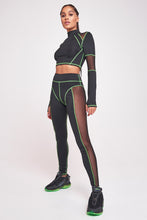Load image into Gallery viewer, Green & Black High Neck Mesh Top