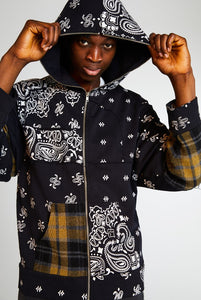 Black Paisley Cut & Sew Zip Up Hoodie – chainedandable5e.com